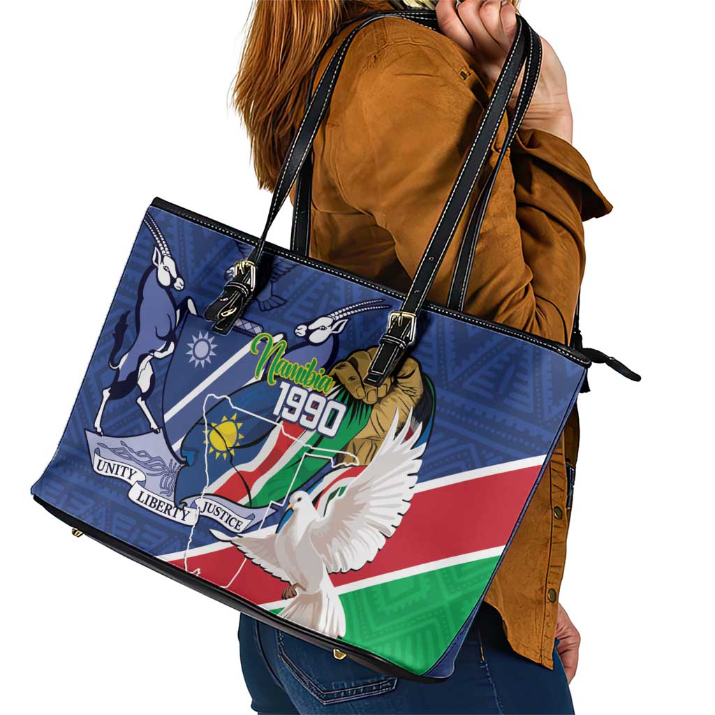 Namibia 1990 Leather Tote Bag Independence Anniversary African Pattern