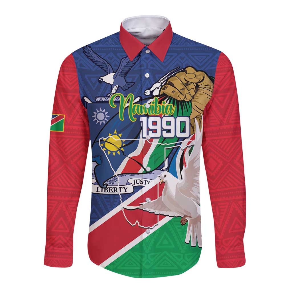Namibia 1990 Long Sleeve Button Shirt Independence Anniversary African Pattern