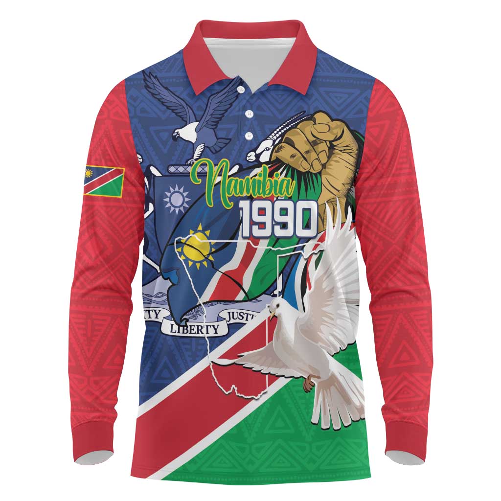 Namibia 1990 Long Sleeve Polo Shirt Independence Anniversary African Pattern