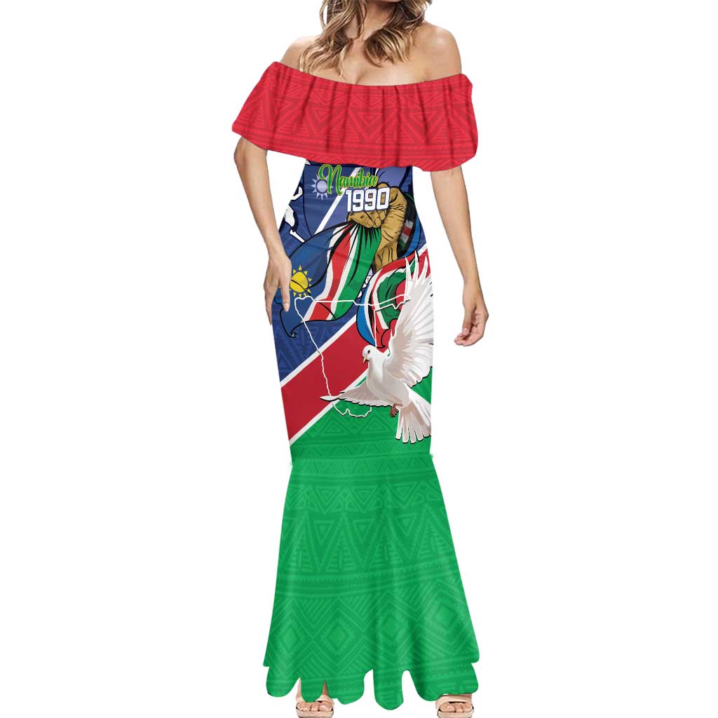 Namibia 1990 Mermaid Dress Independence Anniversary African Pattern
