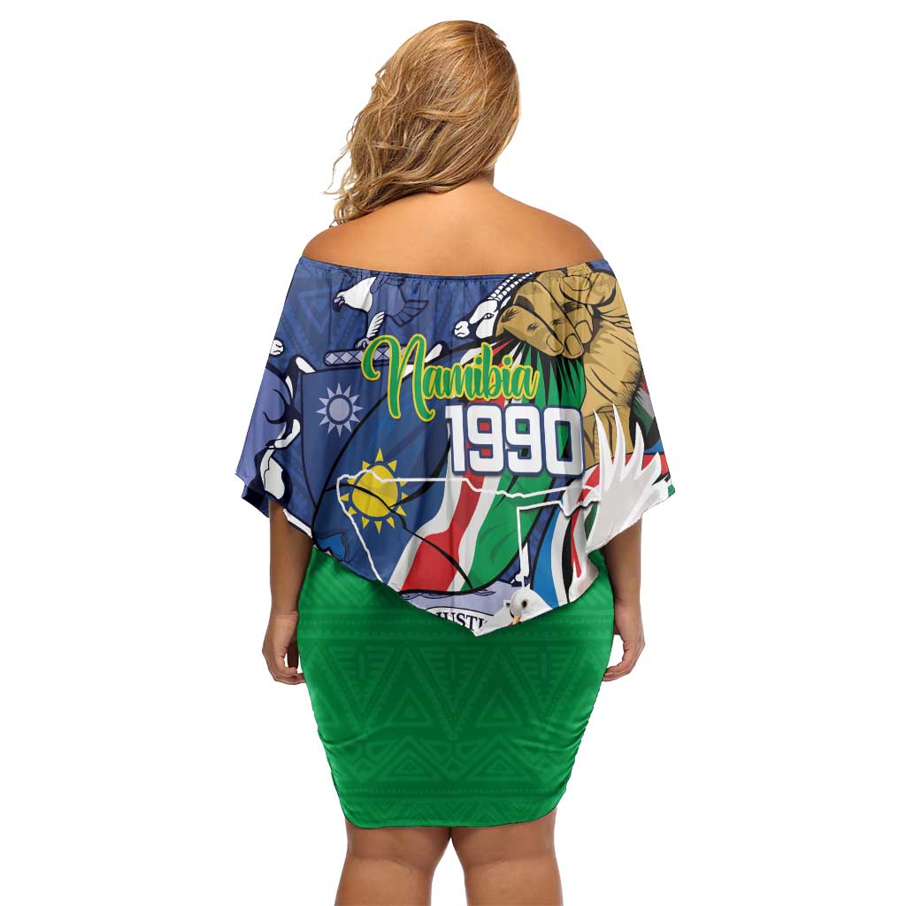Namibia 1990 Off Shoulder Short Dress Independence Anniversary African Pattern