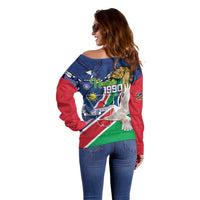 Namibia 1990 Off Shoulder Sweater Independence Anniversary African Pattern