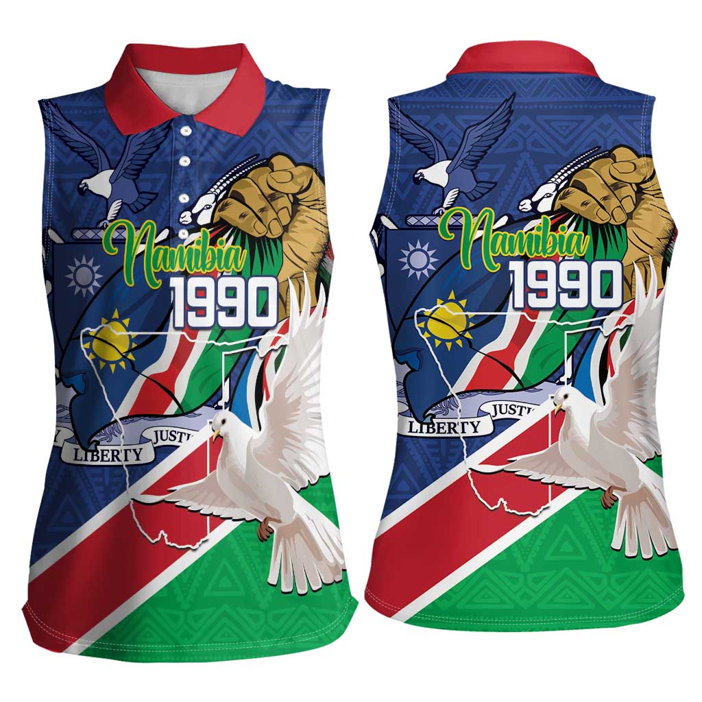 Namibia 1990 Women Sleeveless Polo Shirt Independence Anniversary African Pattern