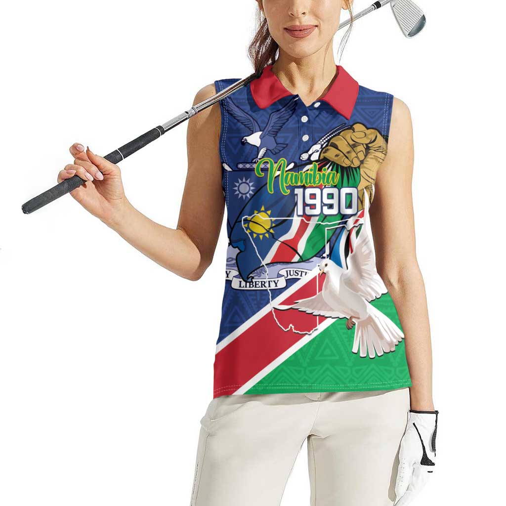 Namibia 1990 Women Sleeveless Polo Shirt Independence Anniversary African Pattern