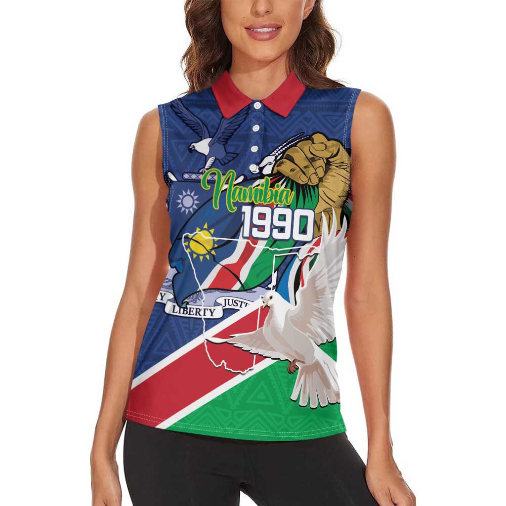 Namibia 1990 Women Sleeveless Polo Shirt Independence Anniversary African Pattern