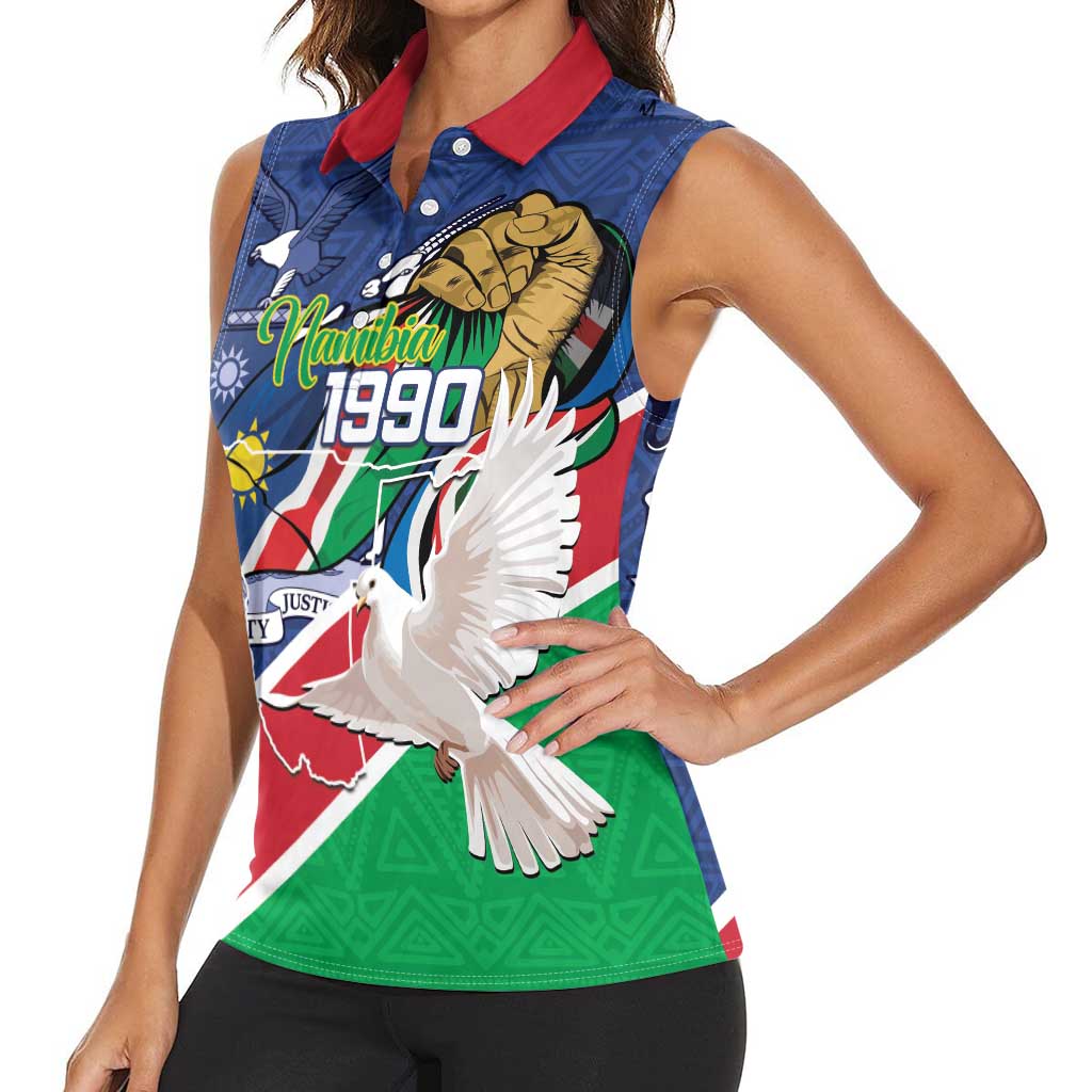 Namibia 1990 Women Sleeveless Polo Shirt Independence Anniversary African Pattern