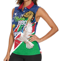 Namibia 1990 Women Sleeveless Polo Shirt Independence Anniversary African Pattern