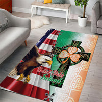 United States And Ireland Area Rug USA Eagle With Irish Celtic Cross - Wonder Print Shop