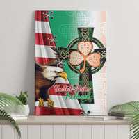 United States And Ireland Canvas Wall Art USA Eagle With Irish Celtic Cross - Wonder Print Shop