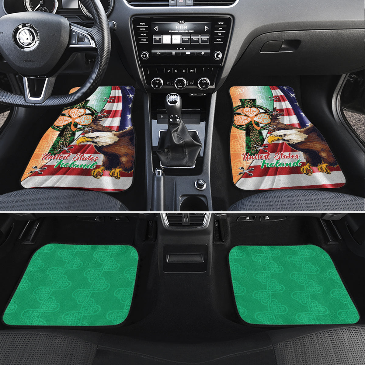 United States And Ireland Car Mats USA Eagle With Irish Celtic Cross