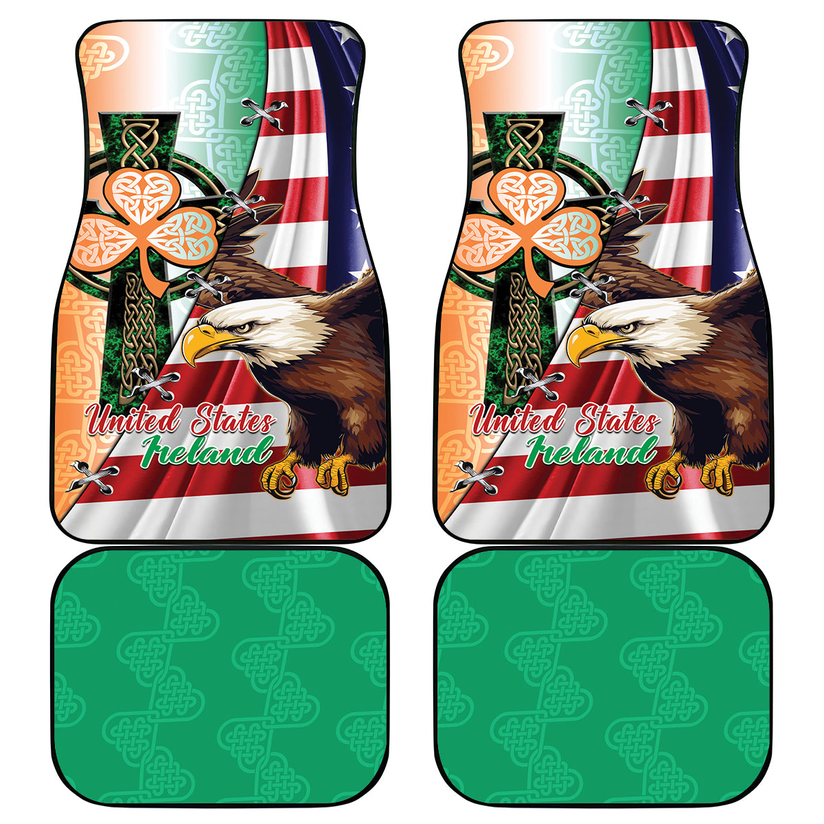 United States And Ireland Car Mats USA Eagle With Irish Celtic Cross - Wonder Print Shop