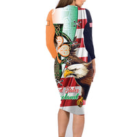 United States And Ireland Family Matching Long Sleeve Bodycon Dress and Hawaiian Shirt USA Eagle With Irish Celtic Cross - Wonder Print Shop