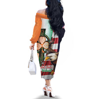 United States And Ireland Family Matching Off The Shoulder Long Sleeve Dress and Hawaiian Shirt USA Eagle With Irish Celtic Cross - Wonder Print Shop