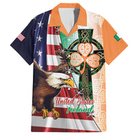 United States And Ireland Family Matching Off Shoulder Maxi Dress and Hawaiian Shirt USA Eagle With Irish Celtic Cross - Wonder Print Shop