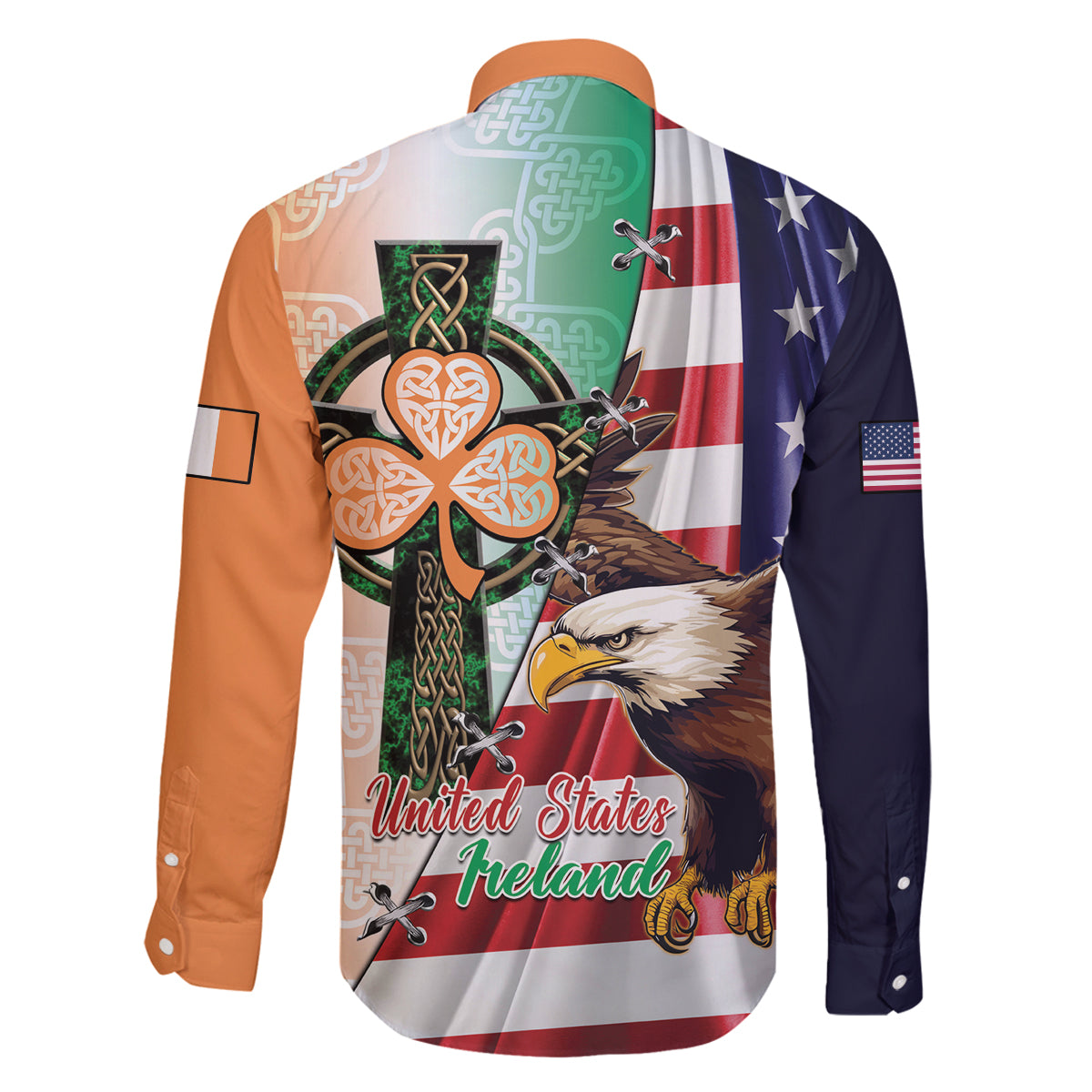 United States And Ireland Family Matching Puletasi and Hawaiian Shirt USA Eagle With Irish Celtic Cross - Wonder Print Shop