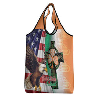 United States And Ireland Grocery Bag USA Eagle With Irish Celtic Cross