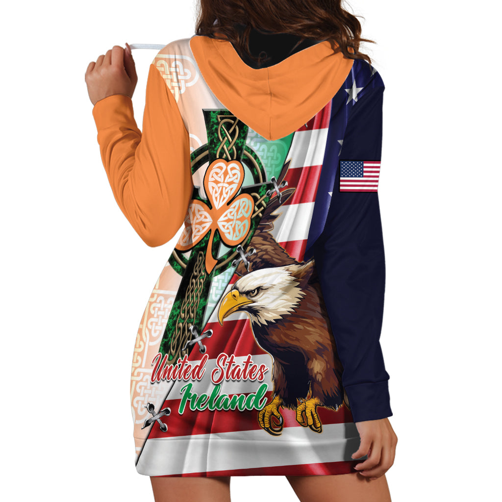 United States And Ireland Hoodie Dress USA Eagle With Irish Celtic Cross - Wonder Print Shop
