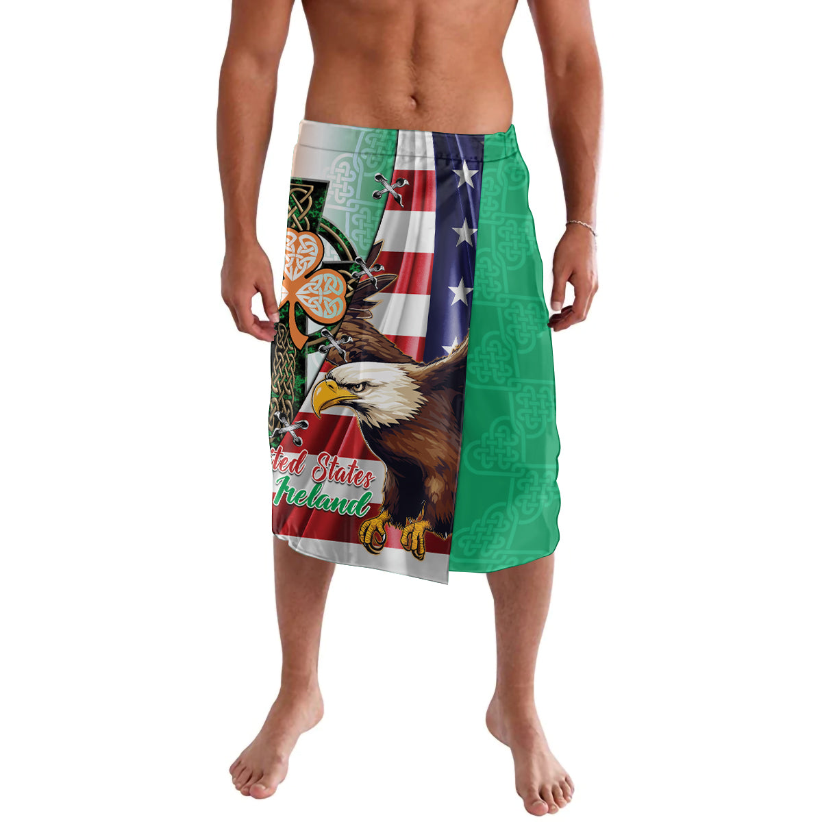 United States And Ireland Lavalava USA Eagle With Irish Celtic Cross - Wonder Print Shop