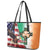 United States And Ireland Leather Tote Bag USA Eagle With Irish Celtic Cross