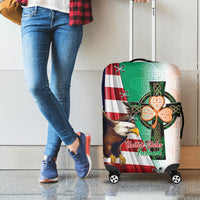 United States And Ireland Luggage Cover USA Eagle With Irish Celtic Cross - Wonder Print Shop