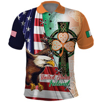 United States And Ireland Polo Shirt USA Eagle With Irish Celtic Cross - Wonder Print Shop