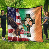 United States And Ireland Quilt USA Eagle With Irish Celtic Cross - Wonder Print Shop