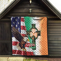 United States And Ireland Quilt USA Eagle With Irish Celtic Cross - Wonder Print Shop