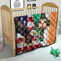 United States And Ireland Quilt USA Eagle With Irish Celtic Cross - Wonder Print Shop
