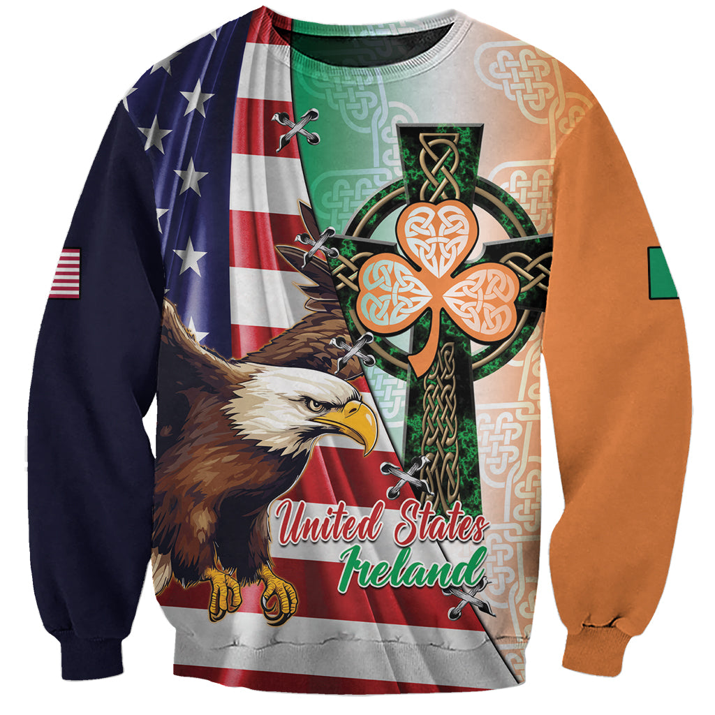 United States And Ireland Sweatshirt USA Eagle With Irish Celtic Cross - Wonder Print Shop