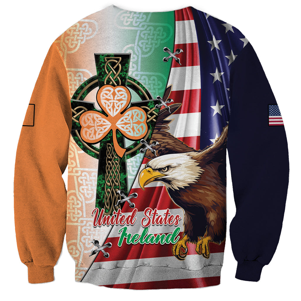 United States And Ireland Sweatshirt USA Eagle With Irish Celtic Cross - Wonder Print Shop