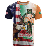 United States And Ireland T Shirt USA Eagle With Irish Celtic Cross - Wonder Print Shop