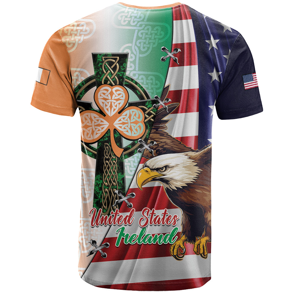 United States And Ireland T Shirt USA Eagle With Irish Celtic Cross - Wonder Print Shop