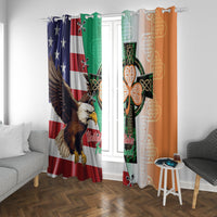 United States And Ireland Window Curtain USA Eagle With Irish Celtic Cross - Wonder Print Shop