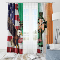 United States And Ireland Window Curtain USA Eagle With Irish Celtic Cross - Wonder Print Shop