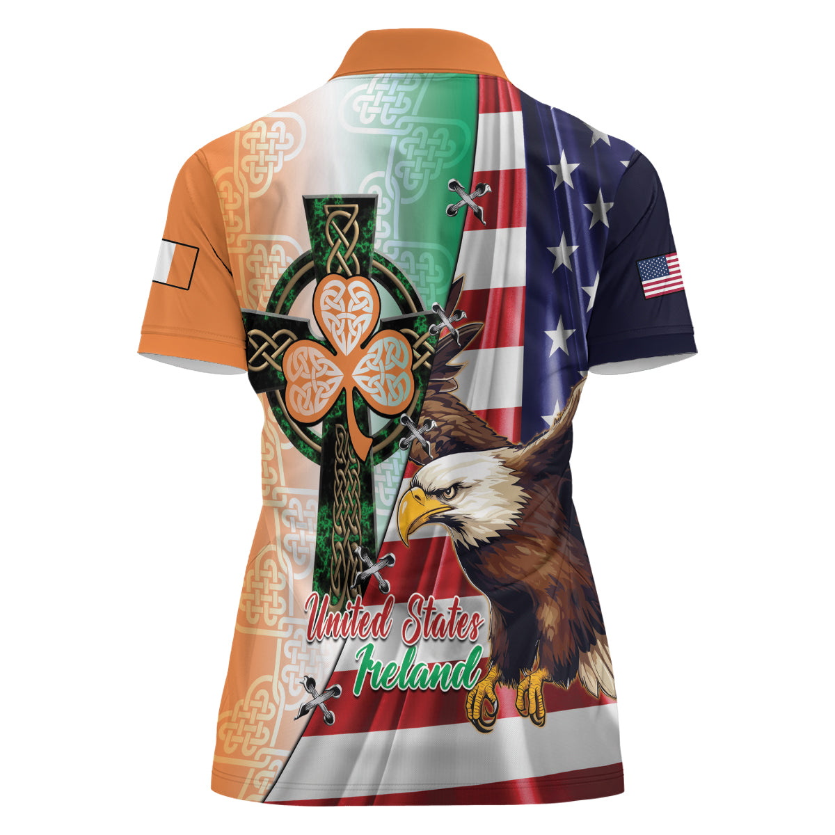United States And Ireland Women Polo Shirt USA Eagle With Irish Celtic Cross - Wonder Print Shop