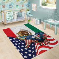 United States And Mexico Area Rug USA Eagle With Mexican Aztec - Wonder Print Shop