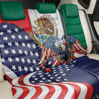 United States And Mexico Back Car Seat Cover USA Eagle With Mexican Aztec - Wonder Print Shop