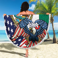 United States And Mexico Beach Blanket USA Eagle With Mexican Aztec - Wonder Print Shop