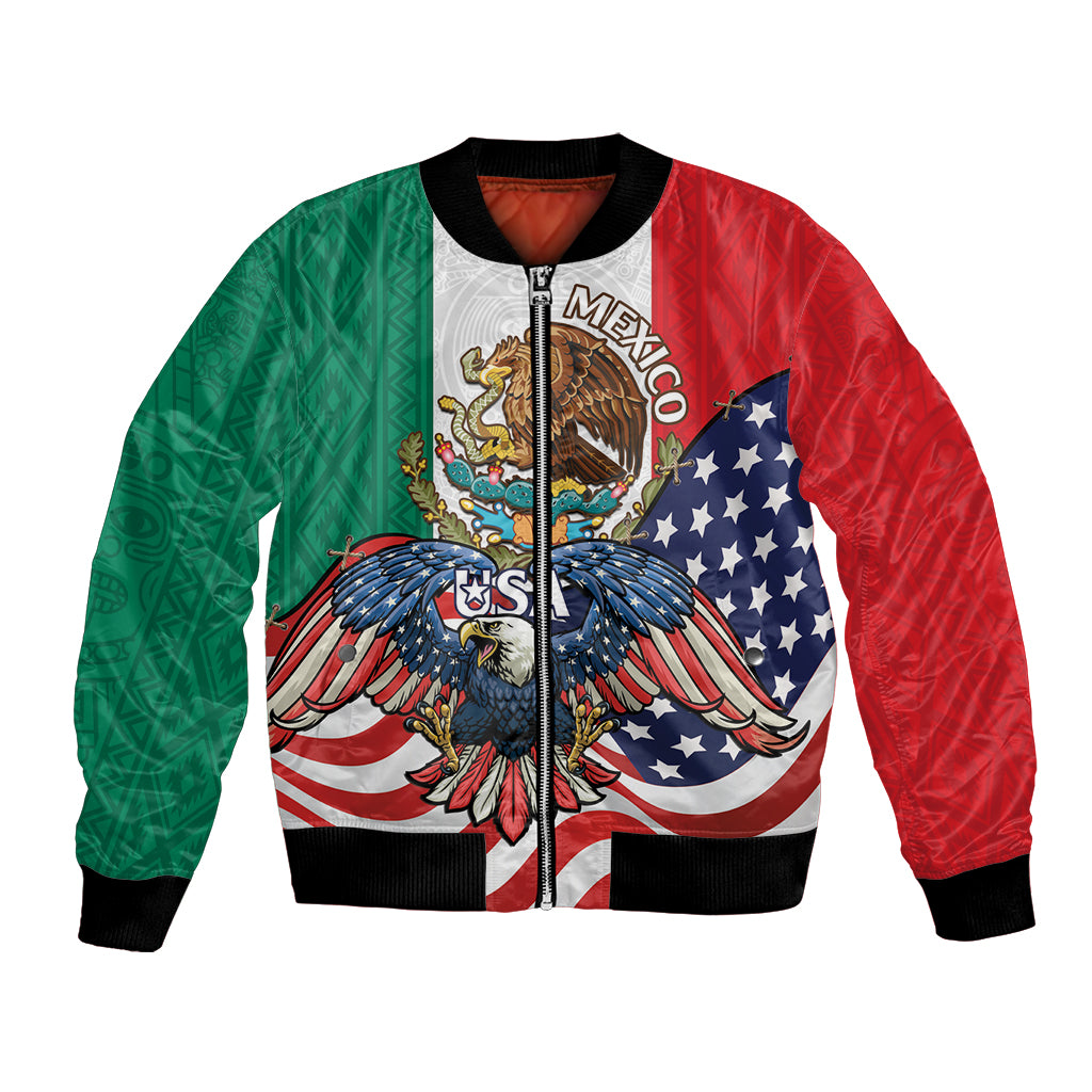 United States And Mexico Bomber Jacket USA Eagle With Mexican Aztec - Wonder Print Shop