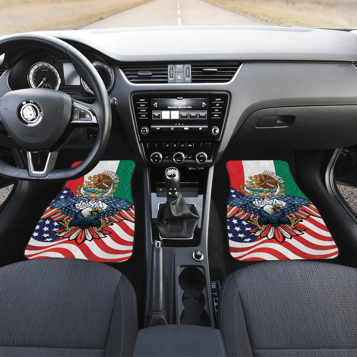 United States And Mexico Car Mats USA Eagle With Mexican Aztec - Wonder Print Shop