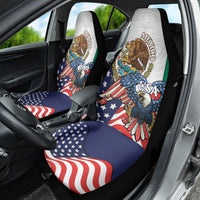United States And Mexico Car Seat Cover USA Eagle With Mexican Aztec - Wonder Print Shop