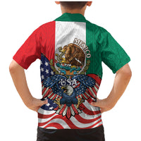 United States And Mexico Family Matching Mermaid Dress and Hawaiian Shirt USA Eagle With Mexican Aztec - Wonder Print Shop