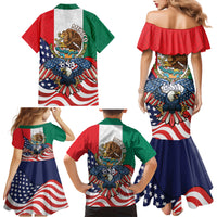 United States And Mexico Family Matching Mermaid Dress and Hawaiian Shirt USA Eagle With Mexican Aztec - Wonder Print Shop