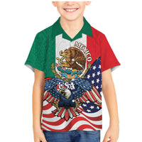 United States And Mexico Family Matching Mermaid Dress and Hawaiian Shirt USA Eagle With Mexican Aztec - Wonder Print Shop