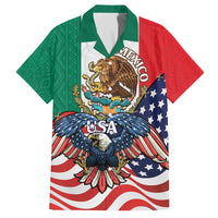 United States And Mexico Family Matching Off Shoulder Maxi Dress and Hawaiian Shirt USA Eagle With Mexican Aztec - Wonder Print Shop