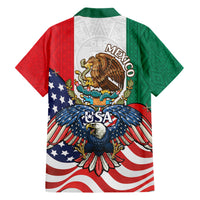 United States And Mexico Family Matching Short Sleeve Bodycon Dress and Hawaiian Shirt USA Eagle With Mexican Aztec - Wonder Print Shop