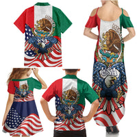 United States And Mexico Family Matching Summer Maxi Dress and Hawaiian Shirt USA Eagle With Mexican Aztec - Wonder Print Shop