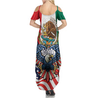 United States And Mexico Family Matching Summer Maxi Dress and Hawaiian Shirt USA Eagle With Mexican Aztec - Wonder Print Shop