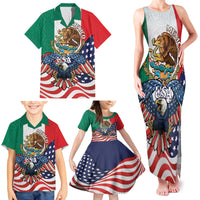 United States And Mexico Family Matching Tank Maxi Dress and Hawaiian Shirt USA Eagle With Mexican Aztec - Wonder Print Shop