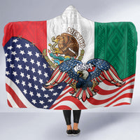 United States And Mexico Hooded Blanket USA Eagle With Mexican Aztec